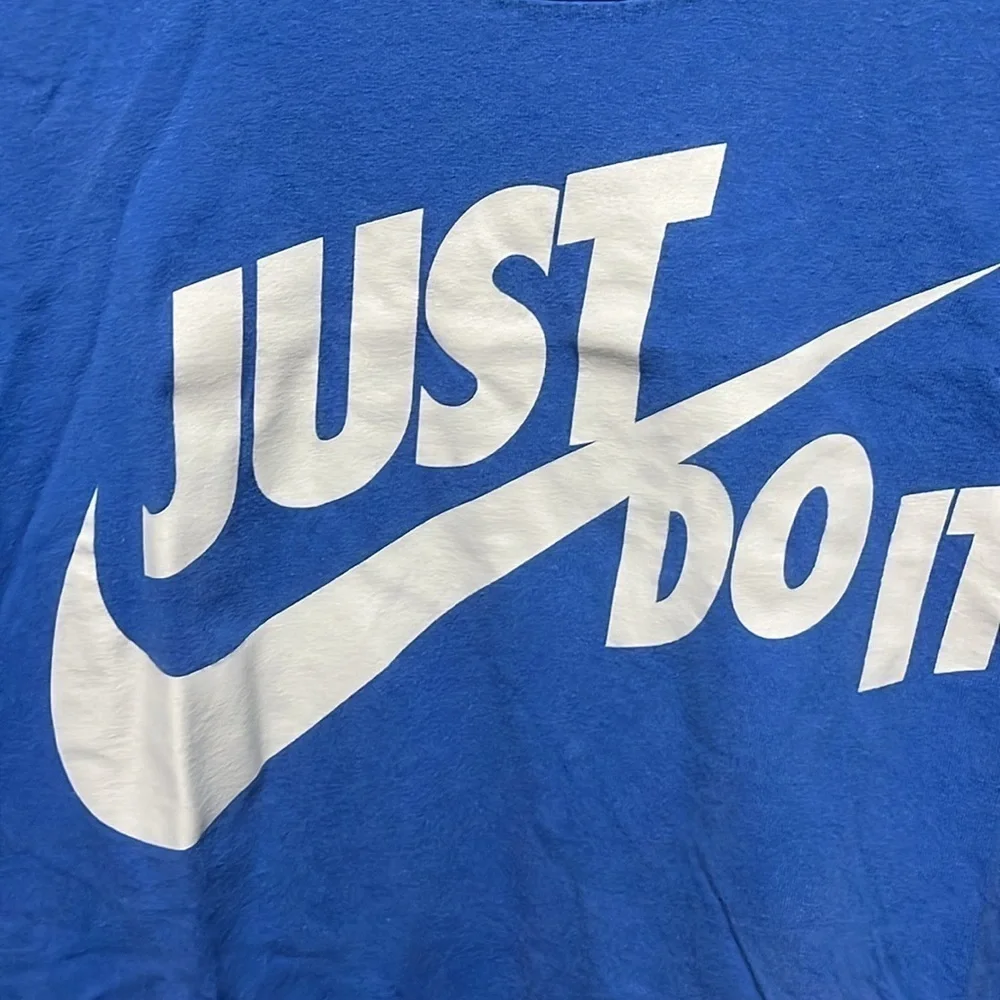 Nike- royal blue shirt with gray Just Do It